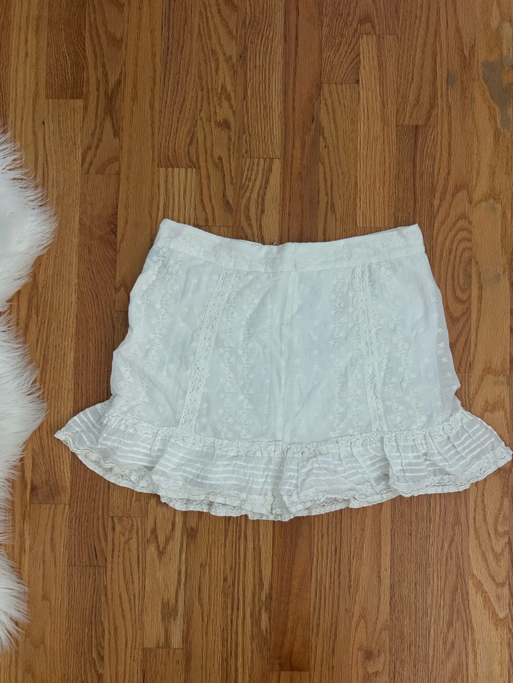 Urban Outfitters White Eyelet Ruffle Mini Skirt